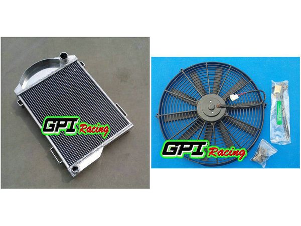

gpi aluminum radiator +fan for austin healey 3000 1959-1967 62 63 64