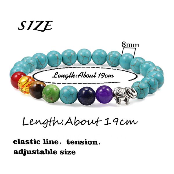 

7 chakra bracelet charm natural stone men women lava rock wooden elephant buddha beads bracelets yoga meditation jewelry bangle, Black