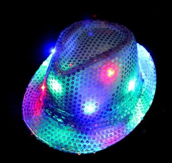 

led flash sequins hat adults children hip-hop light up jazz cap hats dance club event party festive birthday xmas perform props