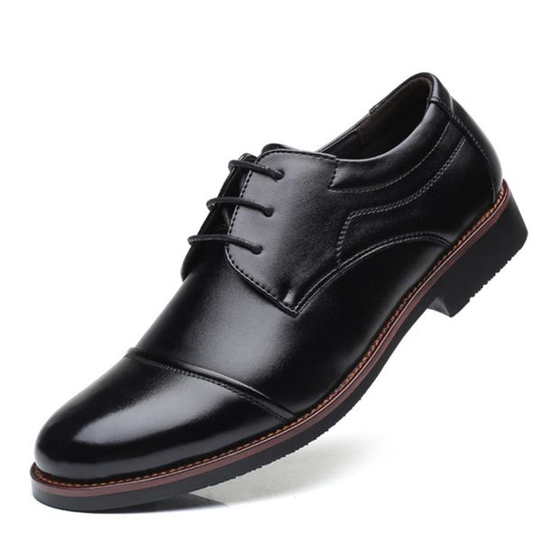 

2019 new men's leather shoes men's large size 48 business fashion casual lace single shoes dress men loafers buty meskie, Black
