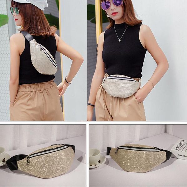 

women bling fanny pack pu leather zipper up women purse small waist bag purse phone pouch belt bag fashion