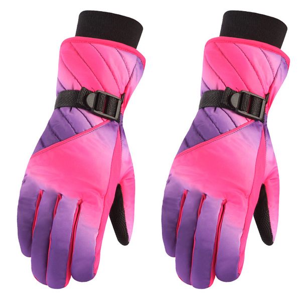 

1pair button skiing women gloves warm lining fashion accessory windproof thicken outdoor sports snow snowboard winter cycling
