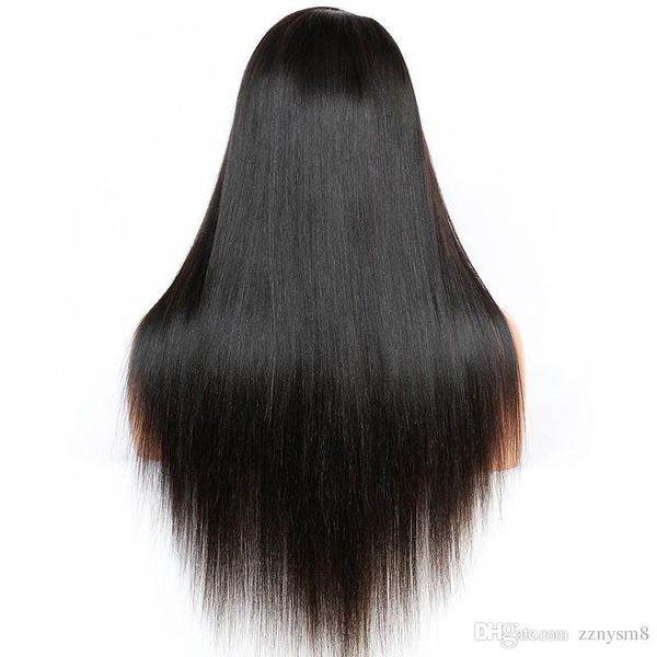 

brazilian straight lace front human hair wigs lace frontal wig pre plucked with baby hair non remy natural color, Black