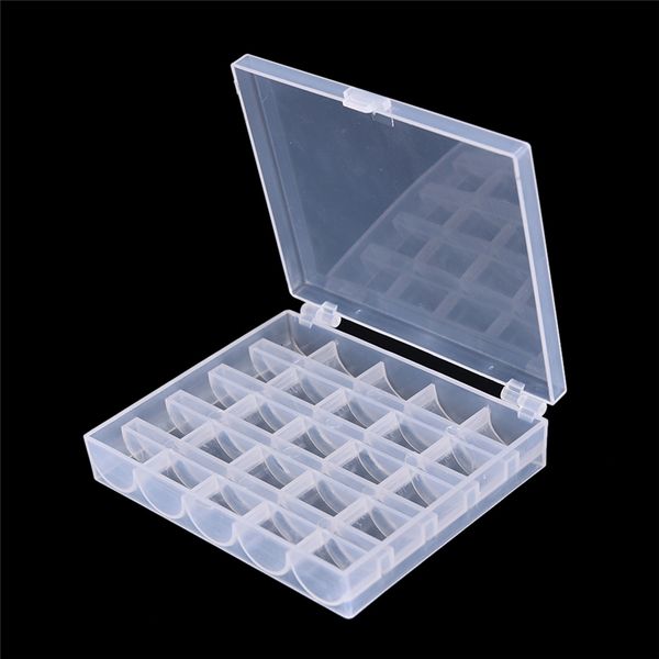 

25 slots empty bobbins spools box sewing machine bobbin case covers sewing craft plastic case storage box for machine -30, Black