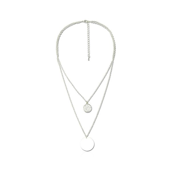 

simple wild alloy pendant multilayer necklace female fashion personality alloy pendant multilayer necklace women jewelry, Silver
