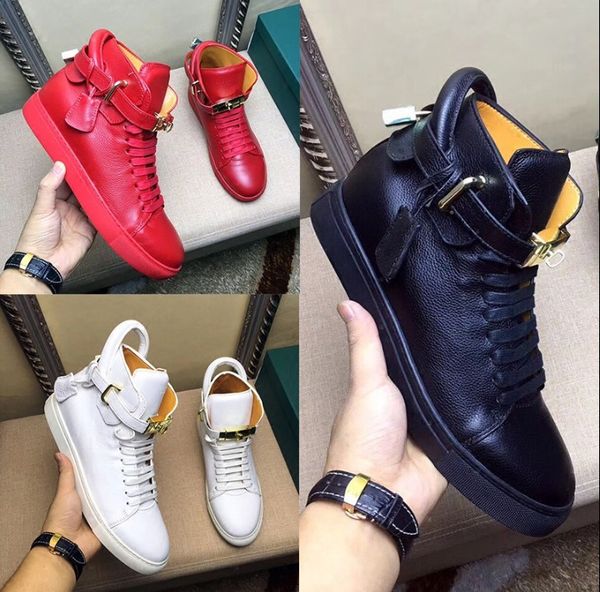 

2019 new style men's casual shoes lock decoration flats designer high red white black 38-46 men flat shoes