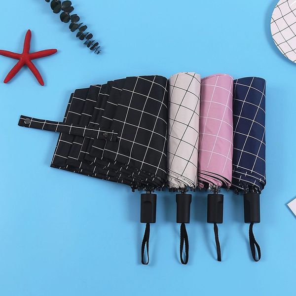 

4 colors durable parasol umbrella lattice pattern umbrella rain women uv-proof three folding sunshade