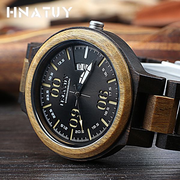 

hnatuy quartz wooden watches men fashion casual luxury man wristwatch clock auto date luminous hands male watch erkek kol saati, Slivery;brown