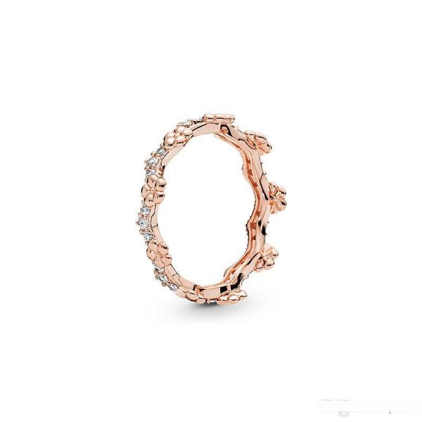 

18k rose gold wedding ring original box for pandora flower crown rings women mens wedding cz diamond gift ring, Slivery;golden