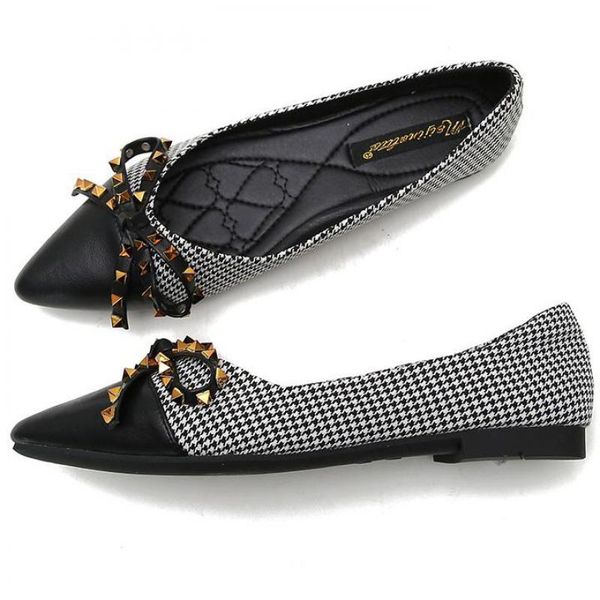 

plus size 44 women flat shoes bow slip on loafers moccasins pointed toe fashion shallow single lady cloth shoes zapatos mujer, Black