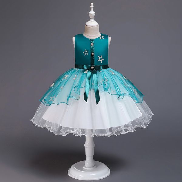 

2019 girls boat neck christening baptism pink princess birthday dresses sleeveless puffy skirt with sash and bow flower girl dress, White