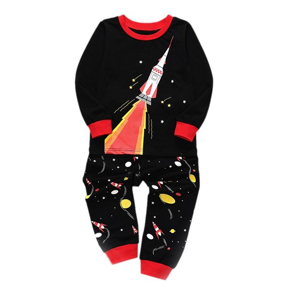 

toddler kids baby boys girls rocket pajamas sleepwear pants outfits set home clothes soft cotton dropshipping, White