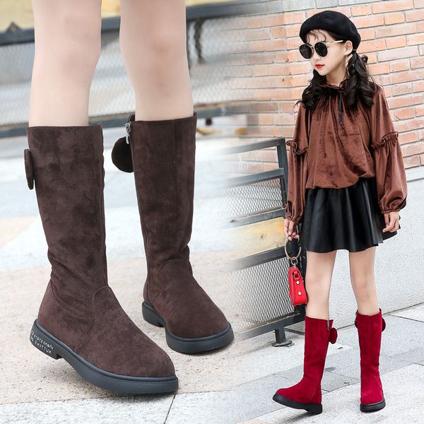 

girls boots 2019 new autumn winter childerm high cut boots big kids cotton plus velvet princess single, Black;grey
