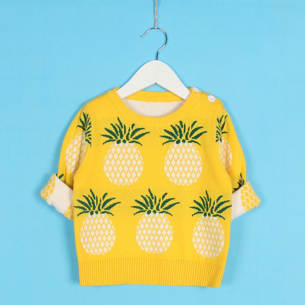 

baby girls pineapple pattern sweater children spring long sleeve clothes knitted cute toddler pulllover for 1-5 y baby girls, Blue