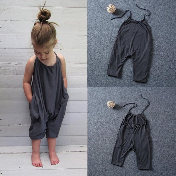 

2016 toddler kids baby girls overalls casual romper jumpsuit fashion trousers clothes girl 2-8y, Blue