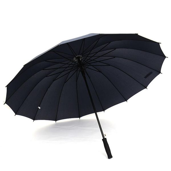 

umbrella long handle straight windproof solid color pongee umbrella women men sunny rainy umbrella customized logo dh0803