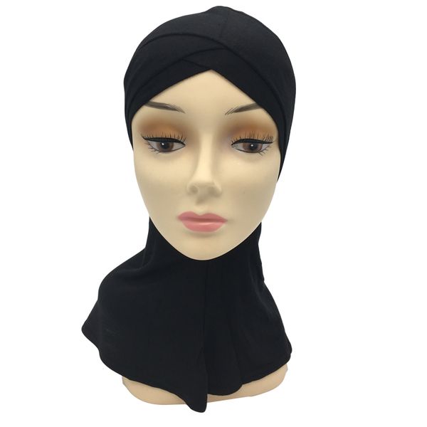 

2019 good quality fashion women lady cotton crossover muslim inner hijab caps islamic underscarf hats arab headwear, Blue;gray