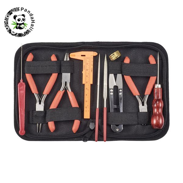 

10шт поделок комплекты ювелирных инструментов с кусачками плоскогубцы круглые плоскогубцы боковой резки латунные кольца иглы крючком крючок