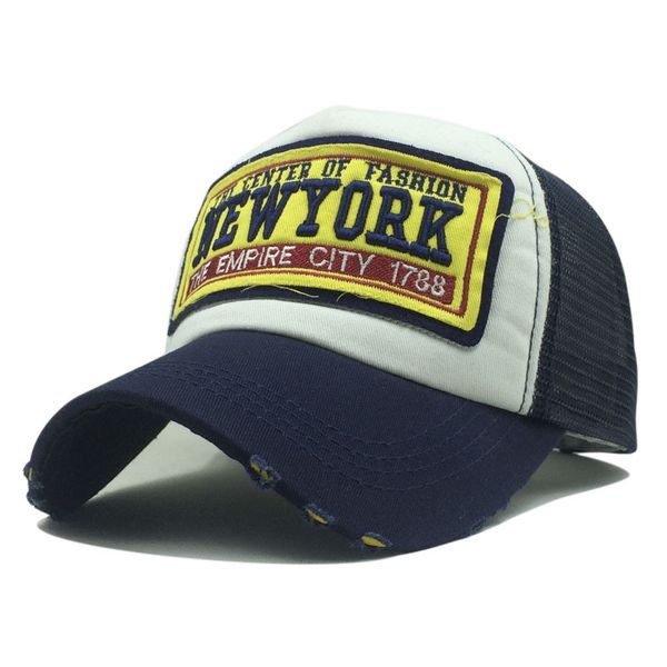 

fashionable patch cloth net cap "new york" letters embroidery curve along hat summer hip hop sun shade cotton hat for trendy lover, Blue;gray