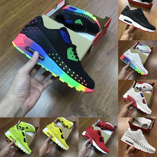 

2020 mens sneaker 90 kpu running shoes air 1s triple black white red road star utility trainers chaussure triple s 90s women breathable shoe