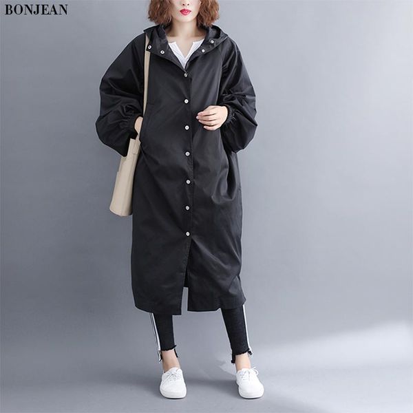 

plus size womens spring jacket oversized casual outerwear hoodeds pocket loose vintage long sleeve pink trench 2020 4xl 5xl 6xl, Tan;black