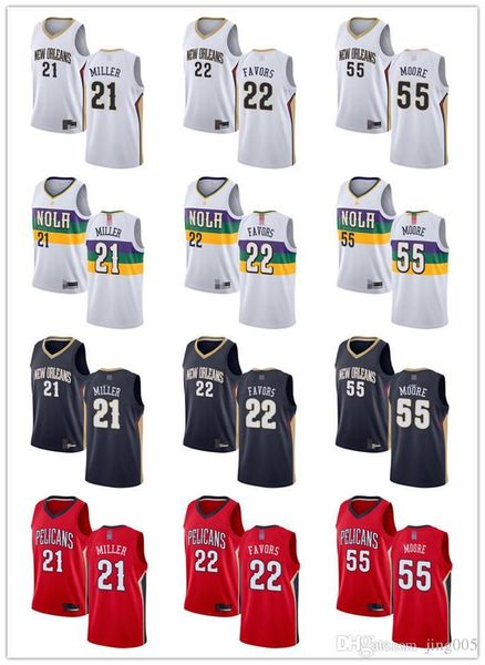

mens womens youth new orleans pelicans 21 darius miller 22 derrick favors 55 e'twaun moore custom basketball jerseys, Black;red
