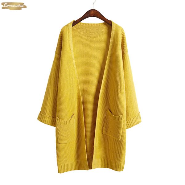 

2019 sweater pocket girl casual long knitted cardigan autumn korean women loose solid color ulzzang design jacket pink beige, White;black