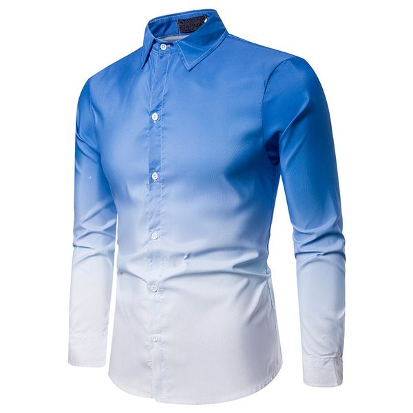 

men shirt casual fit slim printed long sleeve camisa social masculina shirt camisa hawaiana hombre hombre 2019 new, White;black