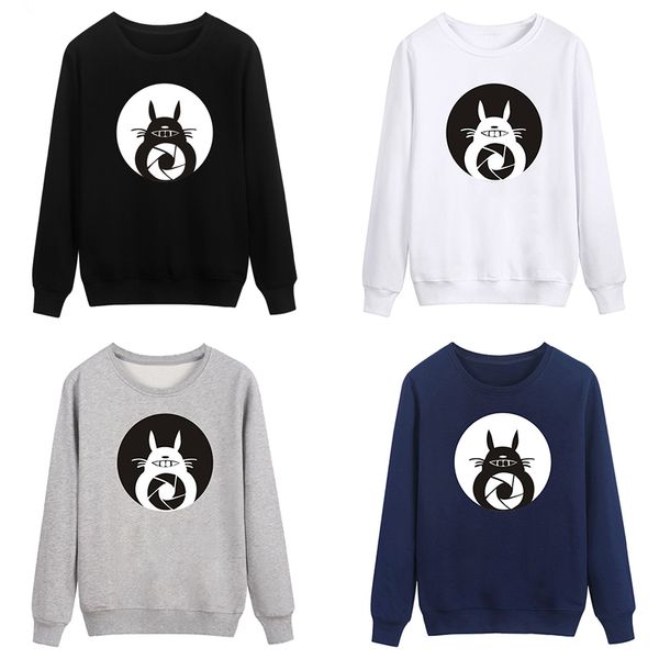 

смешного тоторо мультфильм cute kawaii толстовка пуловер костюм мужчины женщина монолитной кофта с длинным рукавом o-образный вырез homme то, Black