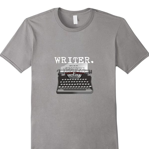 

writer t shirt author editor vintage typewriter tee summer short sleeves cotton fashion, White;black