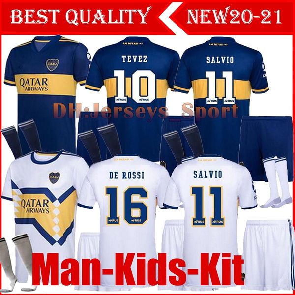 

20 21 kids boca juniors soccer jerseys sets pavon de rossi 2020 2021 maradona tevez men child football kits shirt full uniform, Black