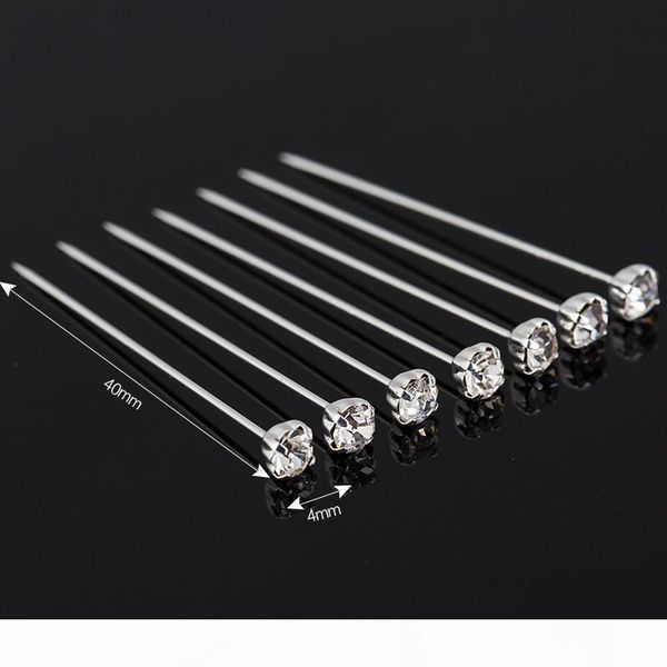 

f new arrived 72pcs round crystal brooch head dressmaking pins weddings corsage florists sewing pin for women h007, Gray