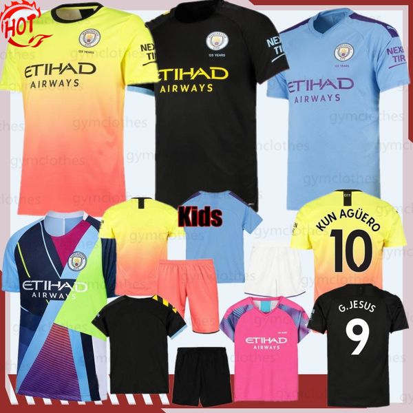 

19 20 thai kun aguero manchester new soccer jerseys men kids kit sterling mahrez jesus de bruyne sane de bruyne football shirts, Black;yellow