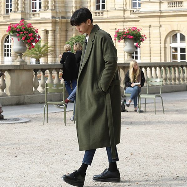 

2019 trench мужской long design утолщение тепловое wool coat мужской сыпучие верхняя одежда шерстяной, Black