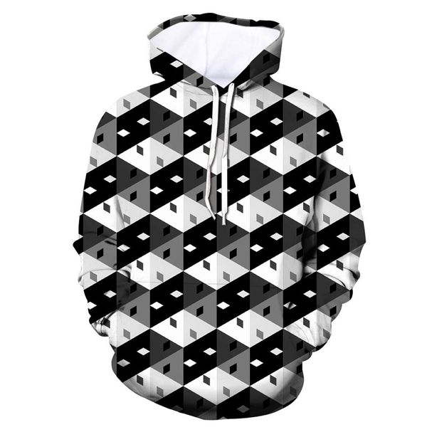 

men's new style 3d printed hoodie hooded loose long sleeve shirt daily casual spandex+polyester various sizes, Black