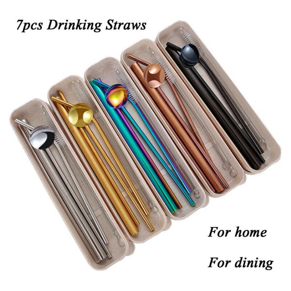 

reusable metal drinking straws stainless steel sturdy bent straight drinks straw with cleaning brush bar party accessory