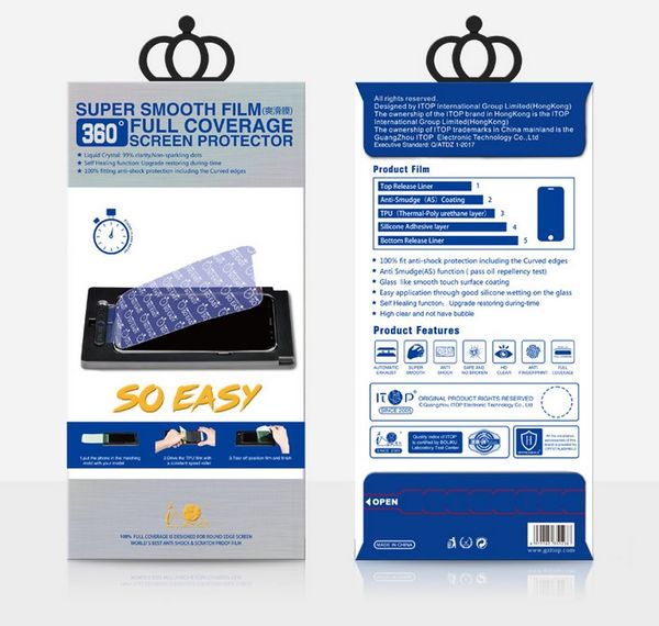 

for iphone xs 6 7 8 plus 6s hydrogel membrane curved tempered glass screen protector protective film with retail package