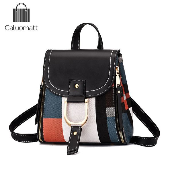 

caluomamini backpack women pu leather shoulder bag for teenage girls fashion new small pack ladies school bookbag