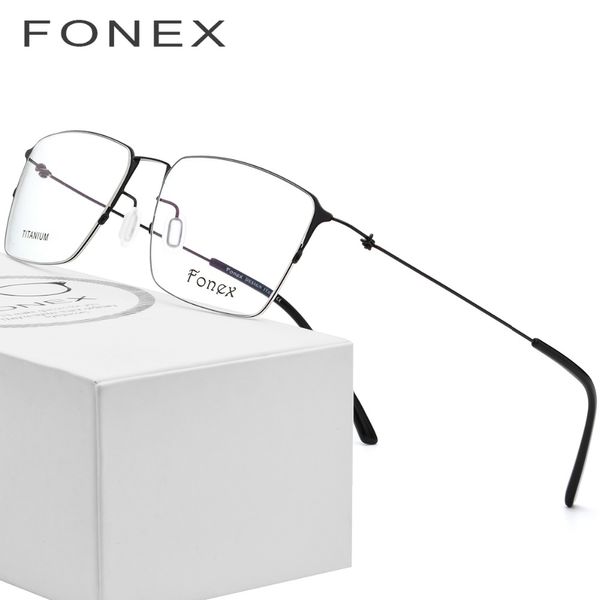 

titanium glasses frame men semi rimless prescription eyeglasses women myopia optical frames ultralight korean screwless eyewear, Black