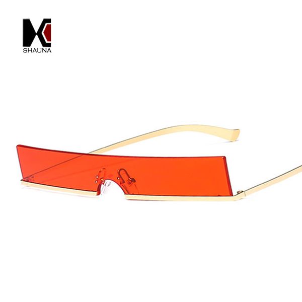 

shauna мода половина кадра небольшой прямоугольник солнцезащитные очки женщины бренд дизайнер инс популярные ясно красный синий розовый отте, White;black