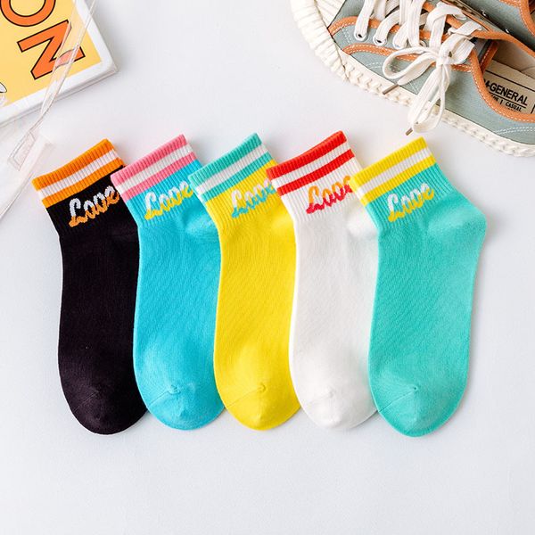 

women thin sock novelty ladies letter socks colorful short funny cotton sox female spring summer trendy skarpetki meskie, Black;white