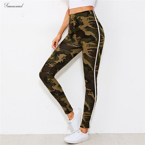

camo полосатые гетры печати ленты side новая мода многоцветный женщина брюки эластичный длинные фитнес леггинсы drop доставка, Black