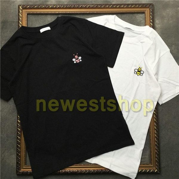 

2020 new summer luxury europe mens embroidery bee t shirt t shirts fashion designer t shirt women street casual tee, White;black