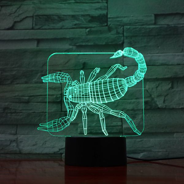

animal scorpion led night light touch sensor 7 color changing decorative lamp child kids baby kit nightlight scorpion 3d lamp