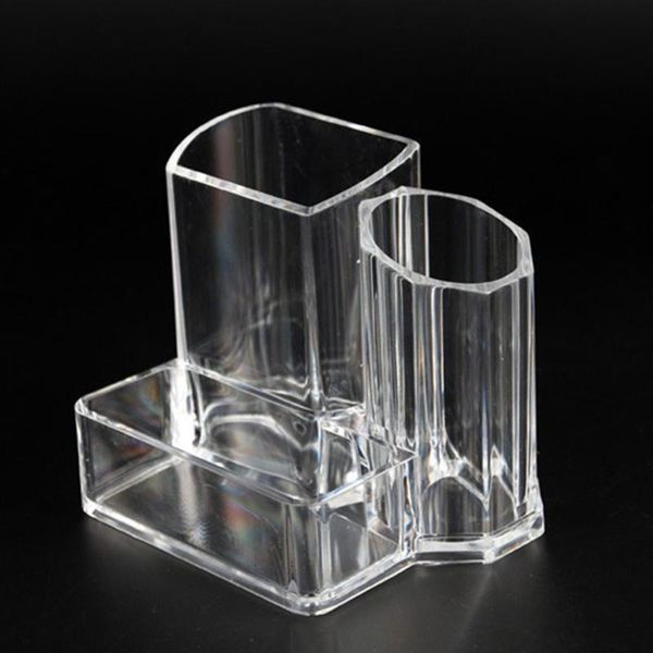

acrylic pencil pen holder 3 compartments business card deskorganizers