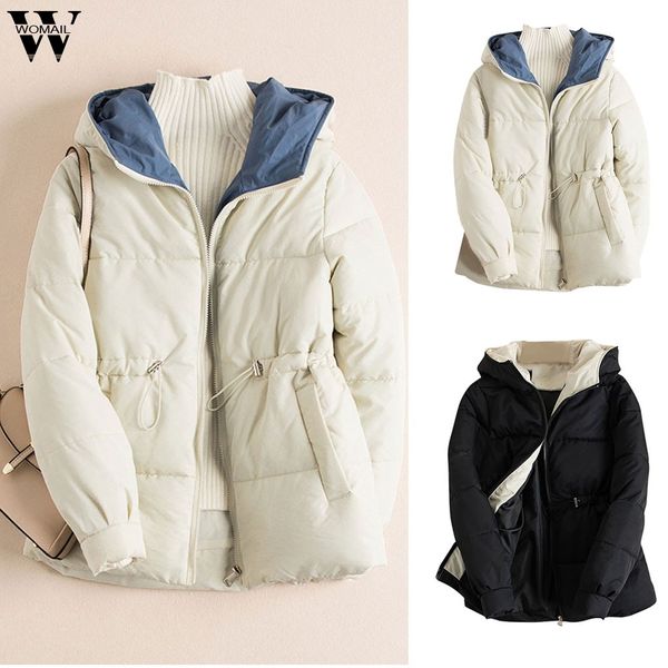

womail womens coats women casual loosethick long sleeve hooded coat winter jacket cotton clothes coat women abrigo 2019 m-2xl, Black
