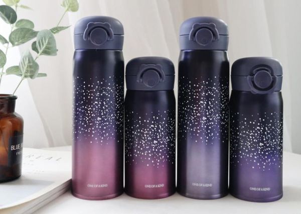 Starry Sky 304 Aço Inoxidável Vacuum Cup Thermos Garrafa De Água Frascos Isolados Copo Viagem Garrafa De Presente Drinkware 500ml 350ml