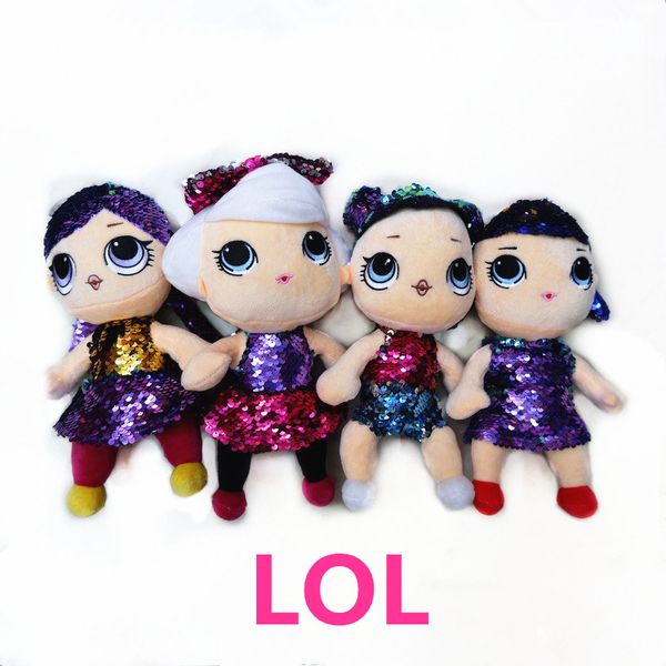 

10inch cartoon paillette plush toy kids collectible soft stuffed figures dolls with sucker cartoon figures toys for children christmas gift