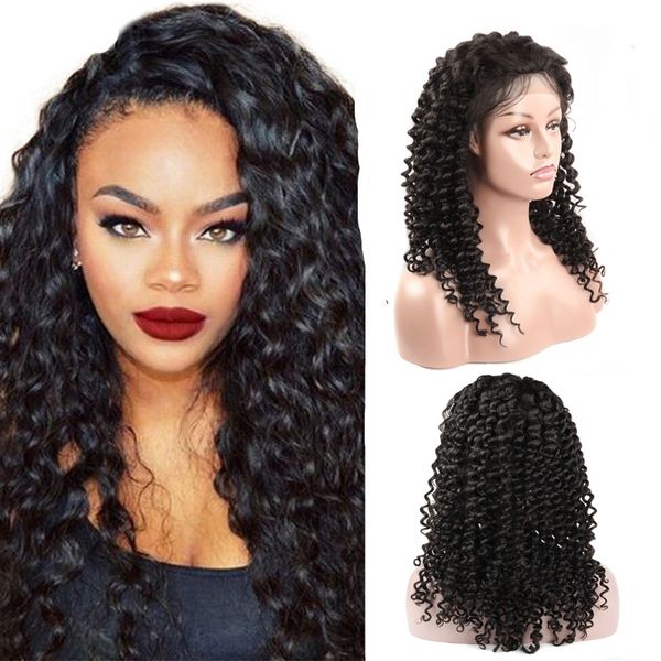 

ishow глубокая волна человеческих волос парики кружева фронтальный парик бразильский малайзийский глубокий вьющиеся волосы полный парик шнур, Black;brown