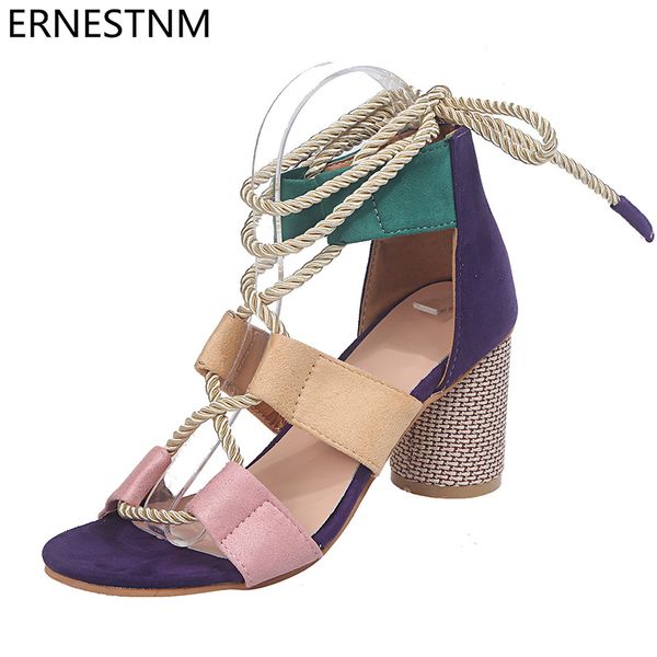 

ernestnm women sandals 2020 new summer espadrilles high heel open toe sandals high heel gladiator women plus size, Black